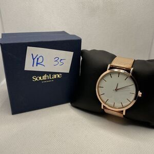 South Lane SS20-dr1-4562 Black Leather Analog Dial Quartz Genuine Watch YR35